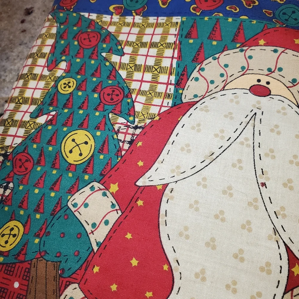 Vintage Cotton Padded Patchwork St Nicholas Santa Christmas Holiday 19